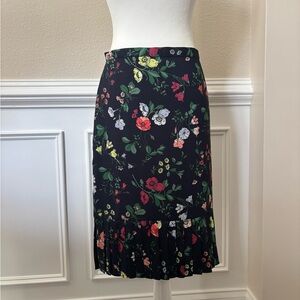 LOFT Floral Skirt with Pleated Hemline